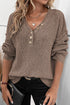 Relaxed Waffle Knit Button Front Long Sleeve Sweater