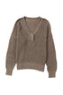 Relaxed Waffle Knit Button Front Long Sleeve Sweater