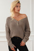 Relaxed Waffle Knit Button Front Long Sleeve Sweater