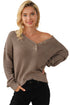 Relaxed Waffle Knit Button Front Long Sleeve Sweater