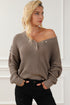 Relaxed Waffle Knit Button Front Long Sleeve Sweater