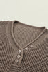 Relaxed Waffle Knit Button Front Long Sleeve Sweater