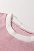 Relaxed Waffle Knit Contrast Trim Pullover Sweater