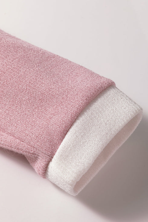 Relaxed Waffle Knit Contrast Trim Pullover Sweater