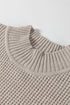Relaxed Waffle Knit Mock Neck Exposed Seam Sweater