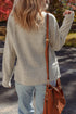 Relaxed Waffle Knit Mock Neck Exposed Seam Sweater