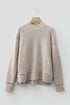 Relaxed Waffle Knit Mock Neck Exposed Seam Sweater