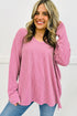 Relaxed Waffle Knit Reverse Seam Long Sleeve Top