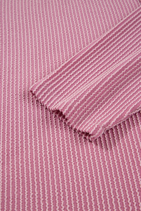Relaxed Waffle Knit Reverse Seam Long Sleeve Top