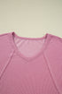 Relaxed Waffle Knit Reverse Seam Long Sleeve Top