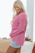 Relaxed Waffle Knit Reverse Seam Long Sleeve Top