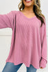 Relaxed Waffle Knit Reverse Seam Long Sleeve Top