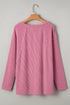 Relaxed Waffle Knit Reverse Seam Long Sleeve Top