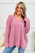 Relaxed Waffle Knit Reverse Seam Long Sleeve Top