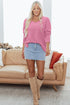 Relaxed Waffle Knit Reverse Seam Long Sleeve Top