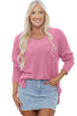 Relaxed Waffle Knit Reverse Seam Long Sleeve Top