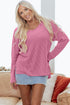 Relaxed Waffle Knit Reverse Seam Long Sleeve Top