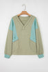 Relaxed Waffle Knit Striped Patch Pocket Pullover Top