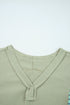 Relaxed Waffle Knit Striped Patch Pocket Pullover Top