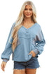 Relaxed Waffle Knit Striped Patch Pocket Pullover Top