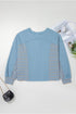 Relaxed Waffle Knit Striped Patch Pocket Pullover Top