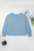 Relaxed Waffle Knit Striped Patch Pocket Pullover Top