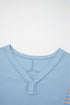 Relaxed Waffle Knit Striped Patch Pocket Pullover Top