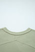 Relaxed Waffle Knit Striped Patch Pocket Pullover Top