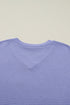 Relaxed Waffle Knit V Neck Short Sleeve Casual Top