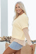 Relaxed Waffle Sleeve Layered Look Pullover Top