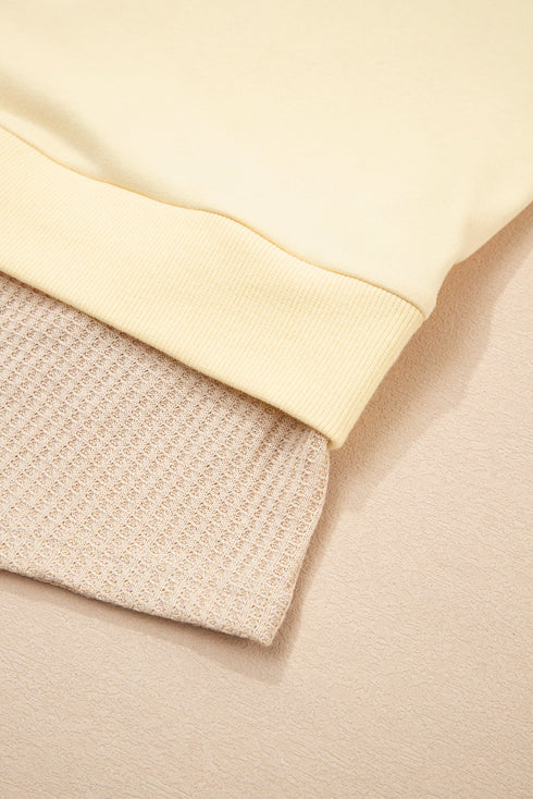 Relaxed Waffle Sleeve Layered Look Pullover Top