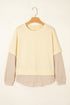 Relaxed Waffle Sleeve Layered Look Pullover Top