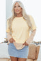 Relaxed Waffle Sleeve Layered Look Pullover Top
