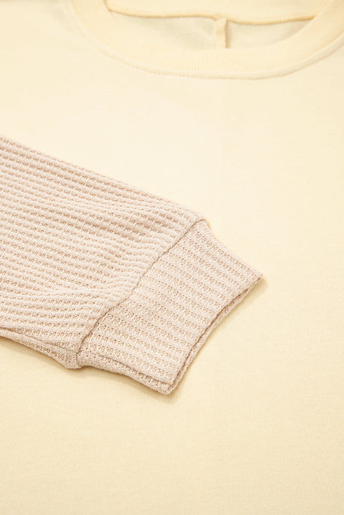 Relaxed Waffle Sleeve Layered Look Pullover Top