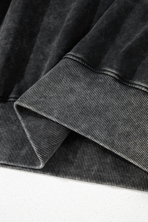 Relaxed Washed Knit Snap Button Collared Pullover