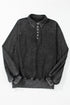 Relaxed Washed Knit Snap Button Collared Pullover