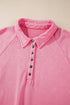 Relaxed Washed Knit Snap Button Collared Pullover