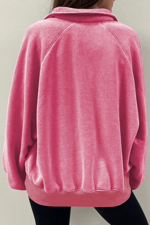 Relaxed Washed Knit Snap Button Collared Pullover