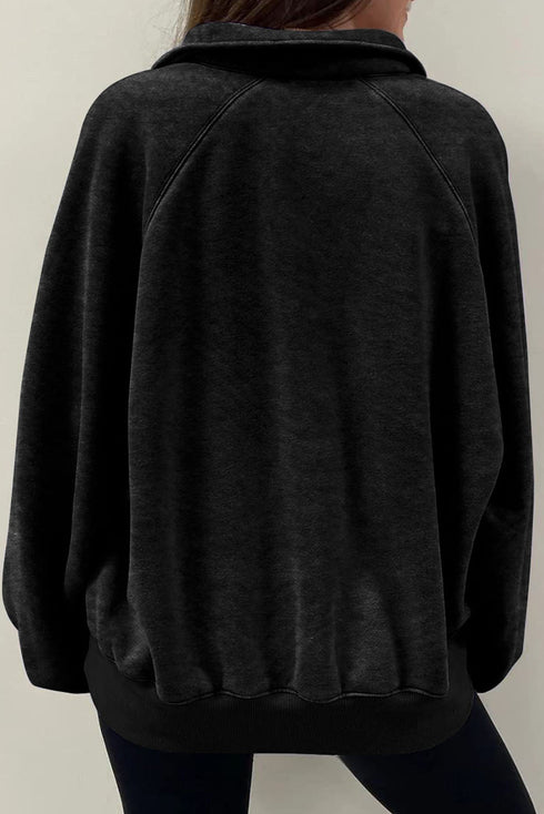 Relaxed Washed Knit Snap Button Collared Pullover