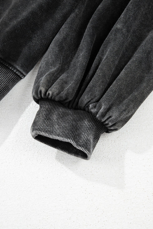 Relaxed Washed Knit Snap Button Collared Pullover