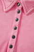 Relaxed Washed Knit Snap Button Collared Pullover
