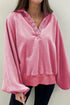 Relaxed Washed Knit Snap Button Collared Pullover