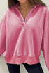 Relaxed Washed Knit Snap Button Collared Pullover