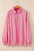 Relaxed Washed Knit Snap Button Collared Pullover