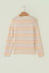 Repeated Stripe Band Crew Neck Graphic Knit Sweater