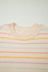 Repeated Stripe Band Crew Neck Graphic Knit Sweater
