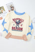 Retro Baseball Season Graphic Star Patch Colorblock Game Day Sweatshirt