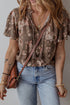 Retro Blossom Fringe Tie Flare Sleeve Blouse