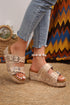 Retro Buckle Detail Platform Faux Leather Slippers