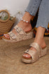 Retro Buckle Detail Platform Faux Leather Slippers